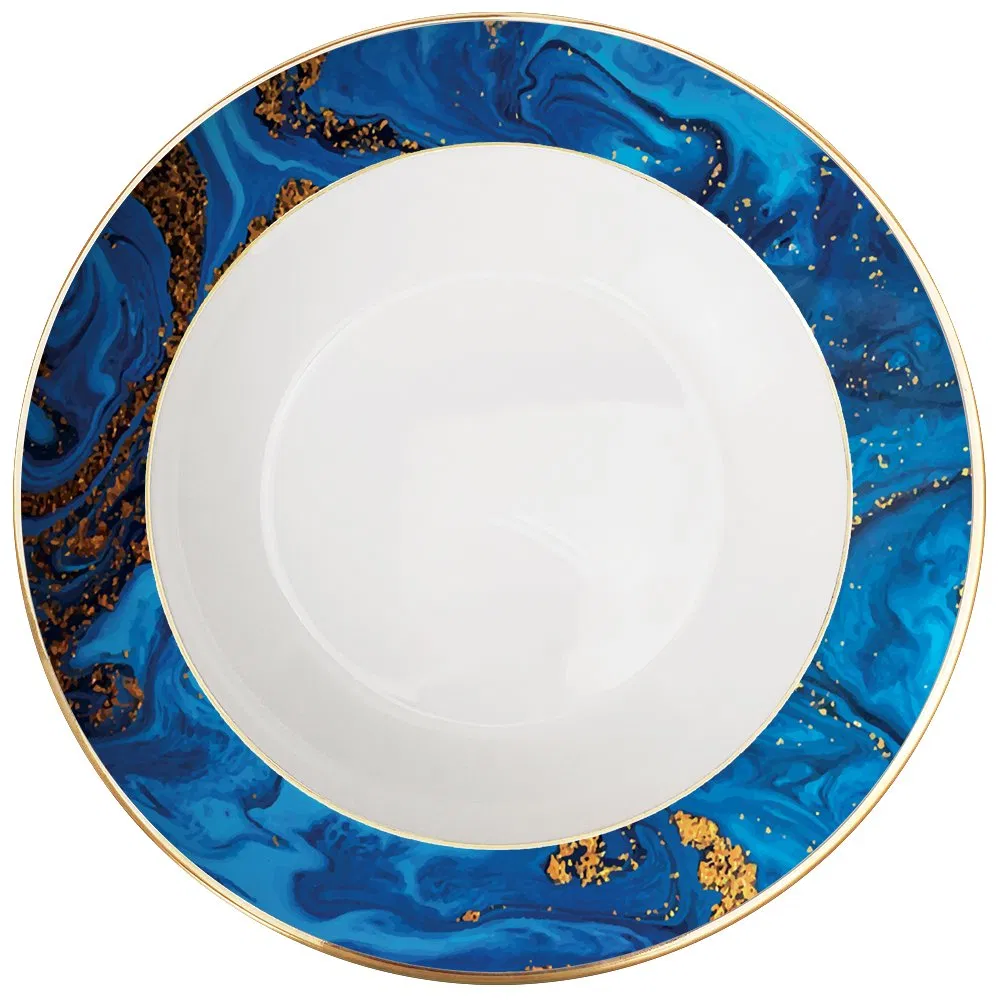 Wholesale Factory Price Art Blue Star River Ceramic Charger Plate Tableware Bone China Dinnerware Set for Party Hotel Wedding