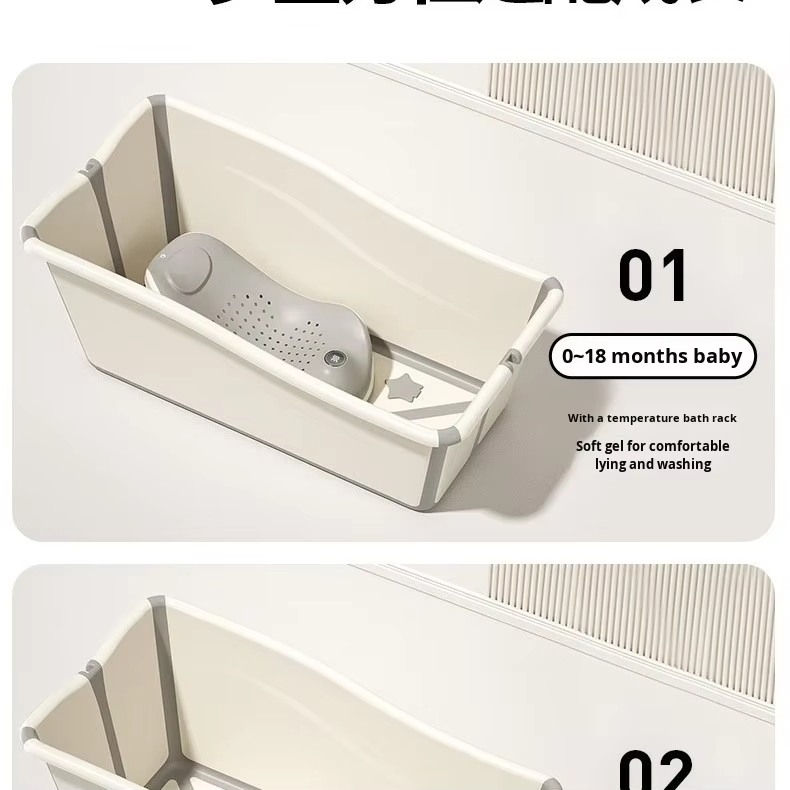 Детская складная ванночка из бамбука для новорожденных