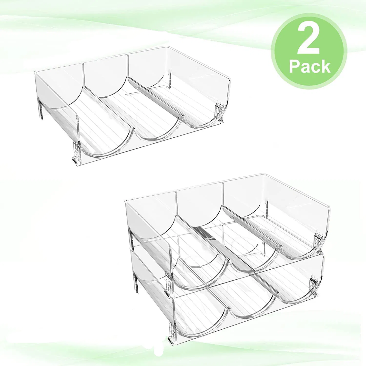 Прозрачная полка для бутылок в холодильник, 2 шт