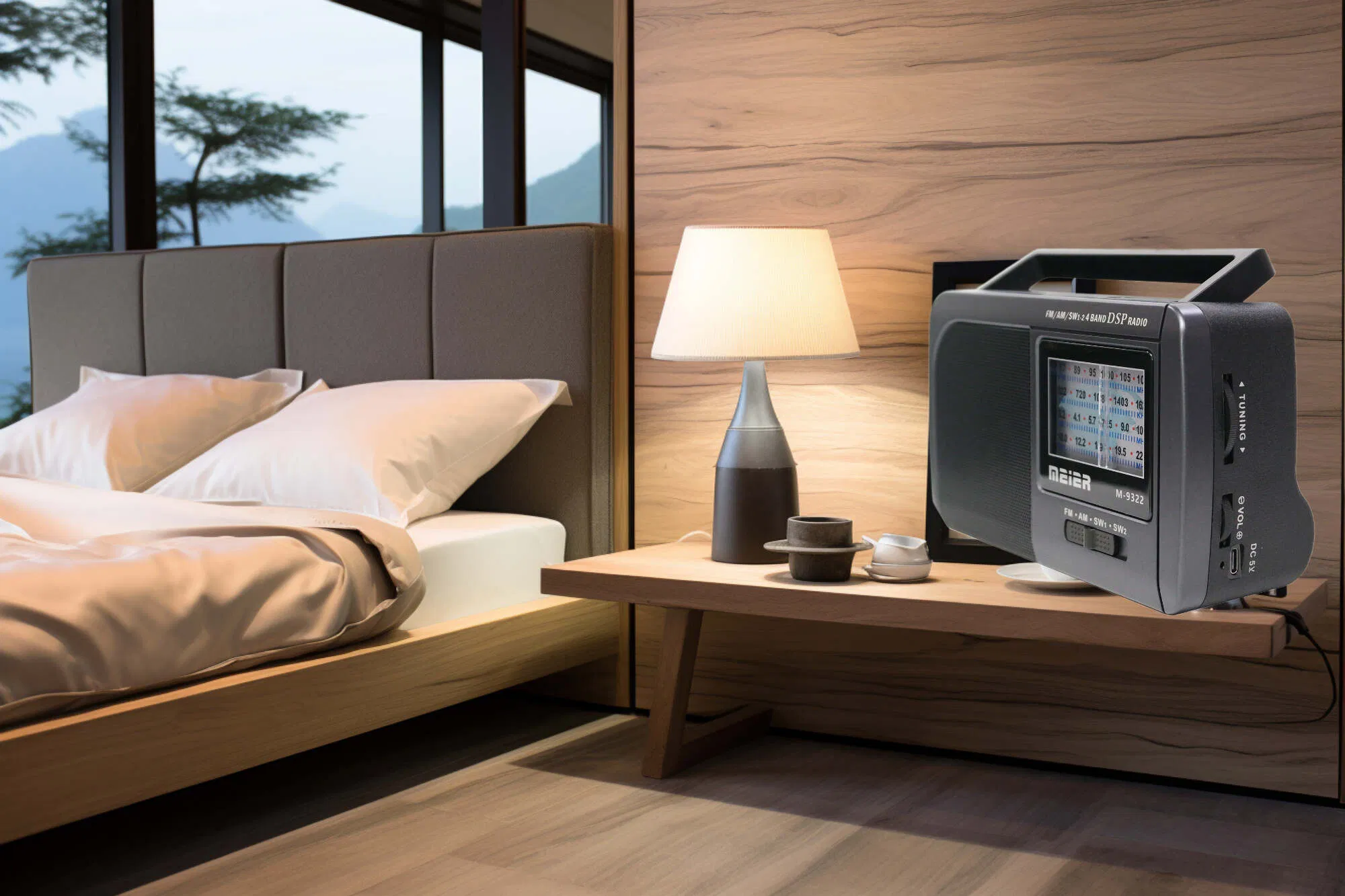 Vintage Meier M-9322BT Portable 3-Band Am FM Sw Radio, LED Flashlight, TF Card and MP3 Player, Rechargeable Speakers Bluetooth Retro Design