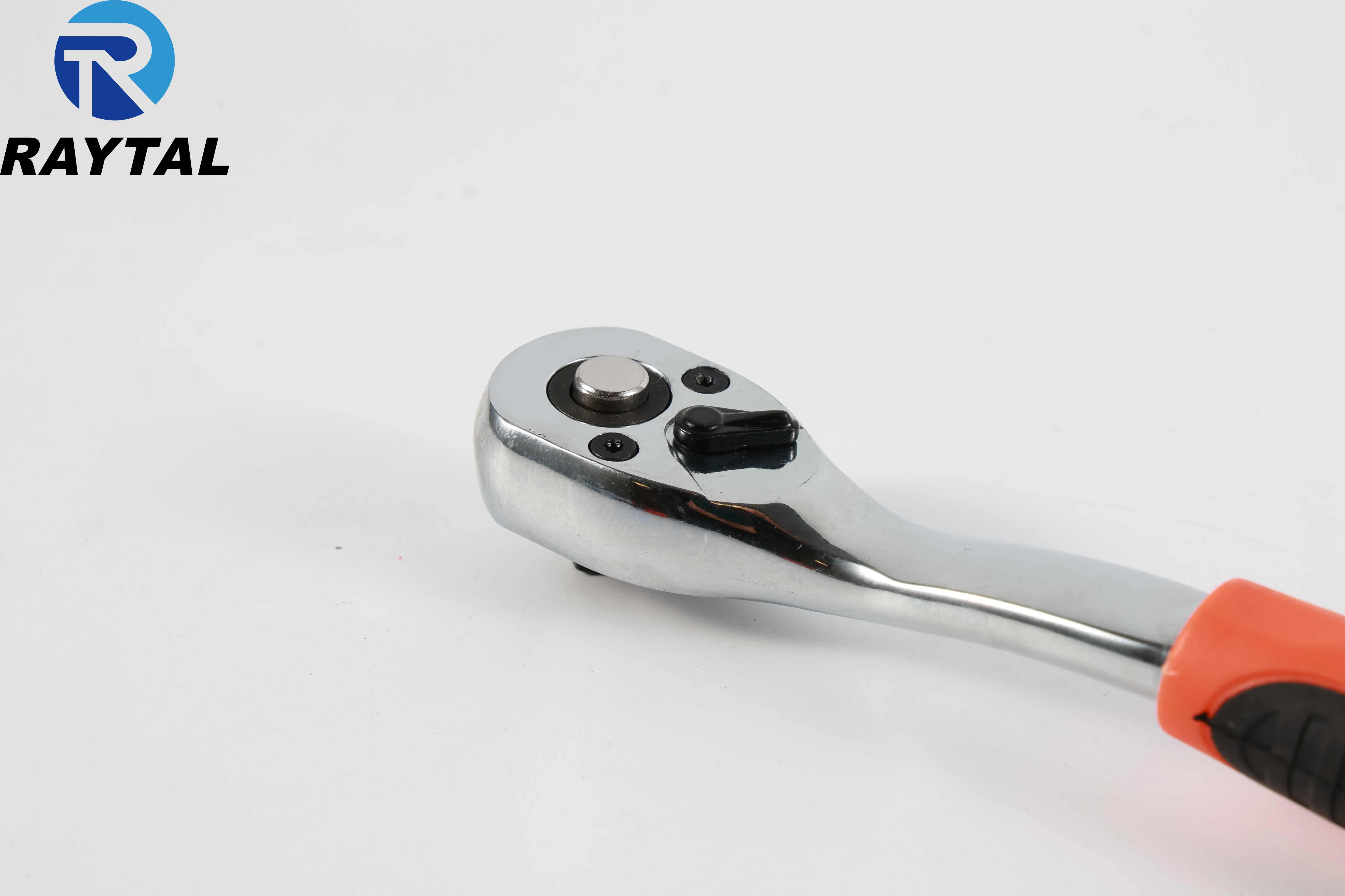 3-PC Ratchet Handle Set, 1/4 in. 3/8 in. 1/2 in. Drive, with Quick Release Reversible, Plastic Handle, Chrome Vanadium Steel Made