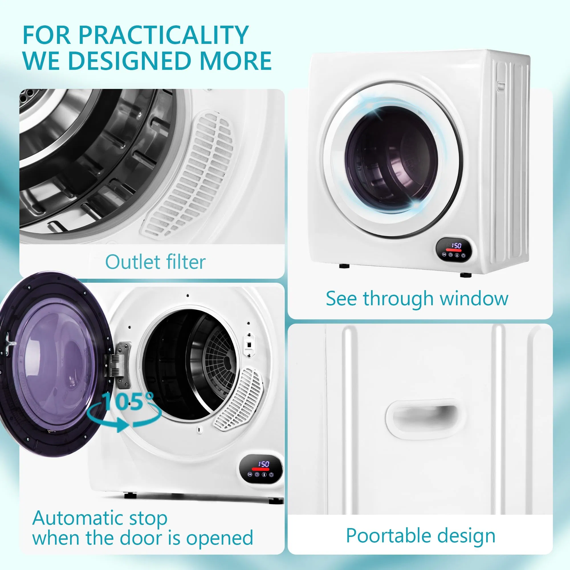 Large Capacity Stainless Steel Portable Clothes Dryer for RV Use