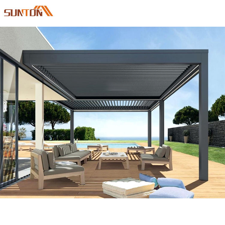 3X3 3X4 4X4 6X4m Factory Wholesale Modern Outdoor Bioclimatic Garden Aluminium Louvered Pergola with Motorized Screen Jardin Set
