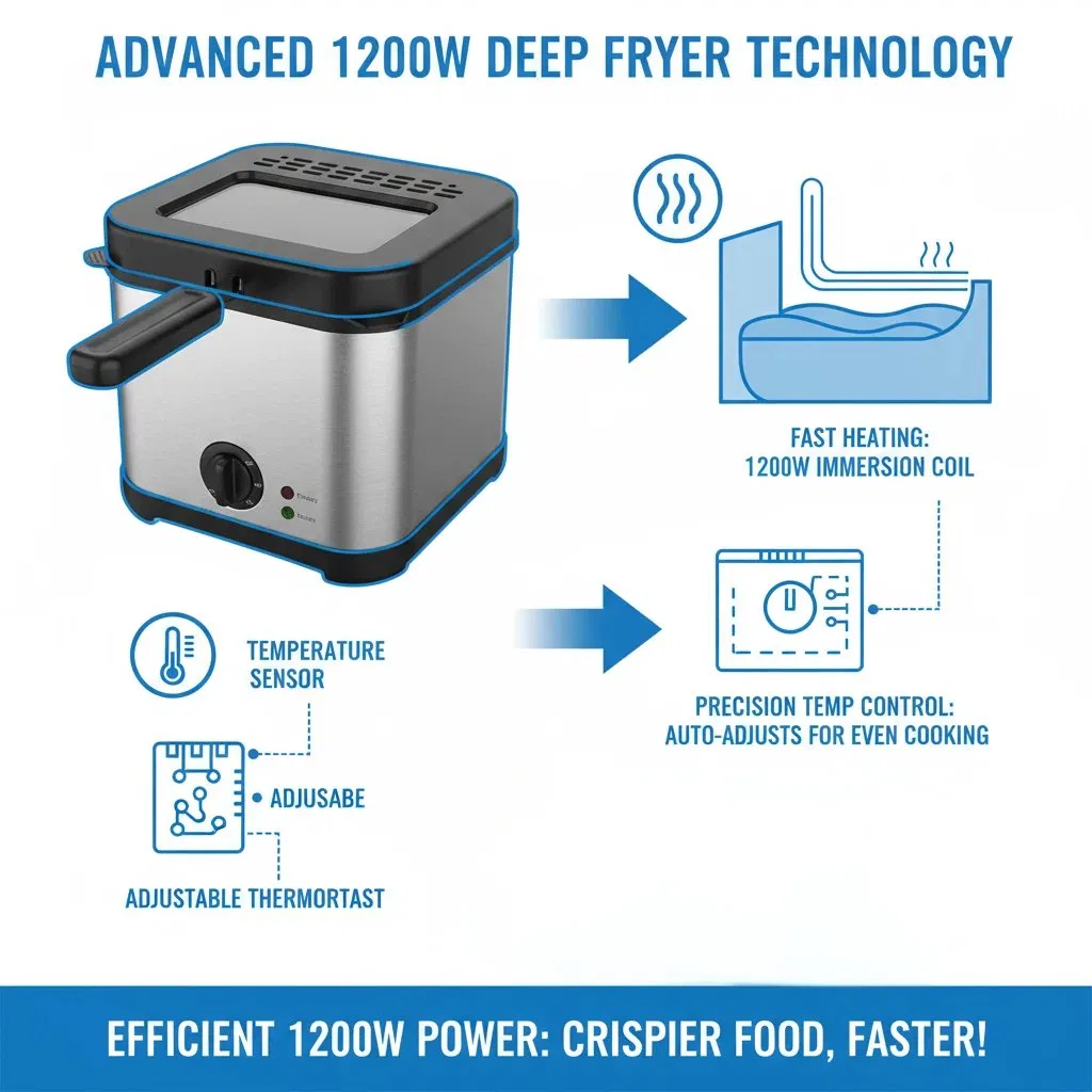 2.5L Stainless Steel Deep Fryer with Basket Nonstick Coating Tank