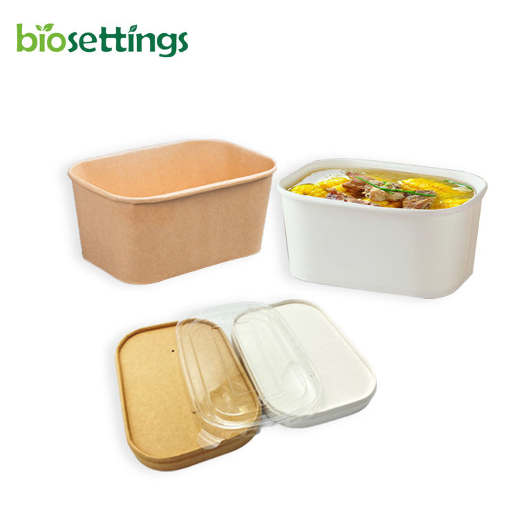 1000ml Custom Square Kraft Paper Packing Box for Fast Food