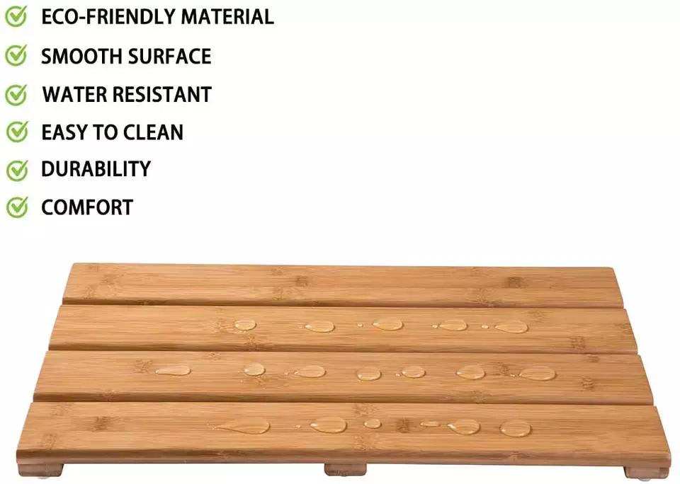 Anti Slip Waterproof Wooden Bathroom Mat Bamboo Bath Mats