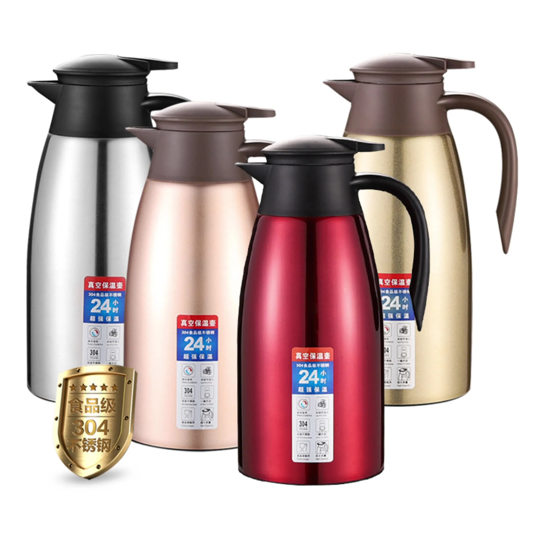 2L Stainless Steel Coffee Pot Thermos Hot Water Pot Double Wall Thermos Pot Keep Hot 24 Hours Thermo Coffee Pot Vacuum Insulated Stainless Steel Thermos Pot