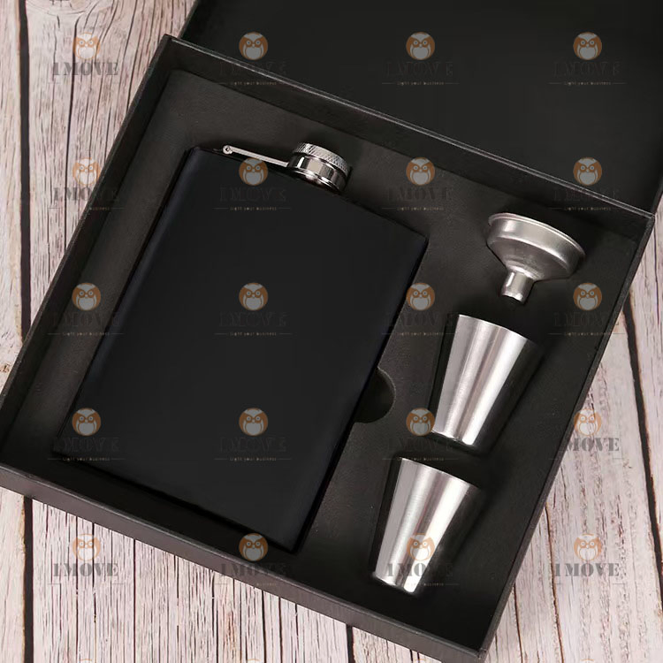 Black 7 Oz Hip Flask Gift for Men