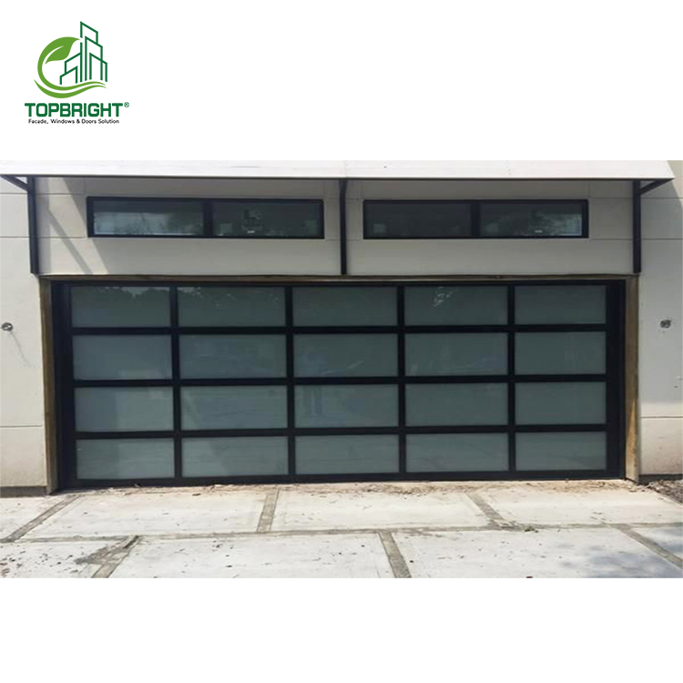 Factory Custom Villa Design Automatic Tempered Frosted Aluminum Glass Garage Doors for Homes