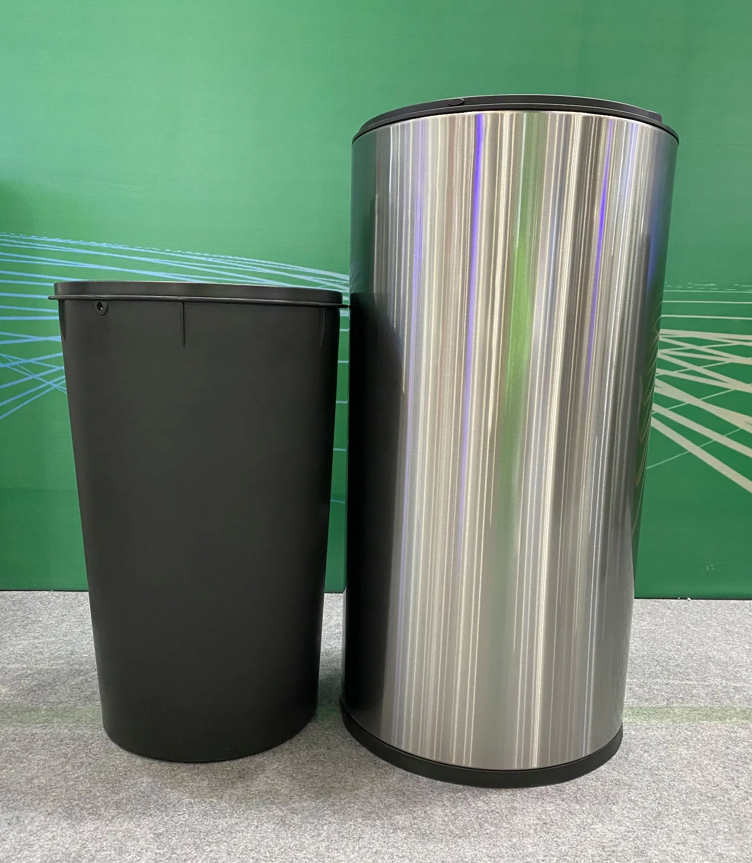 Stainless Steel Rounded Trash Can for Indoor Use