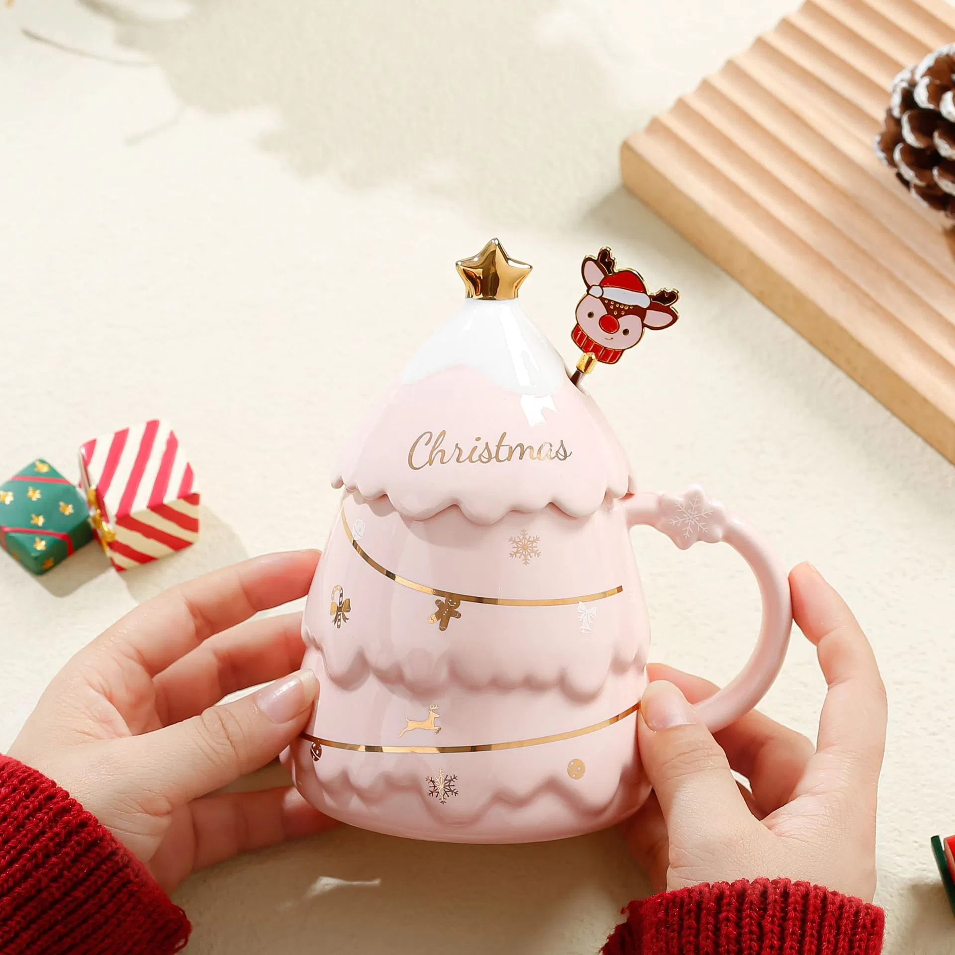 400ml Creative Couple Christmas Gift Ceramic Mug Gift Box Set