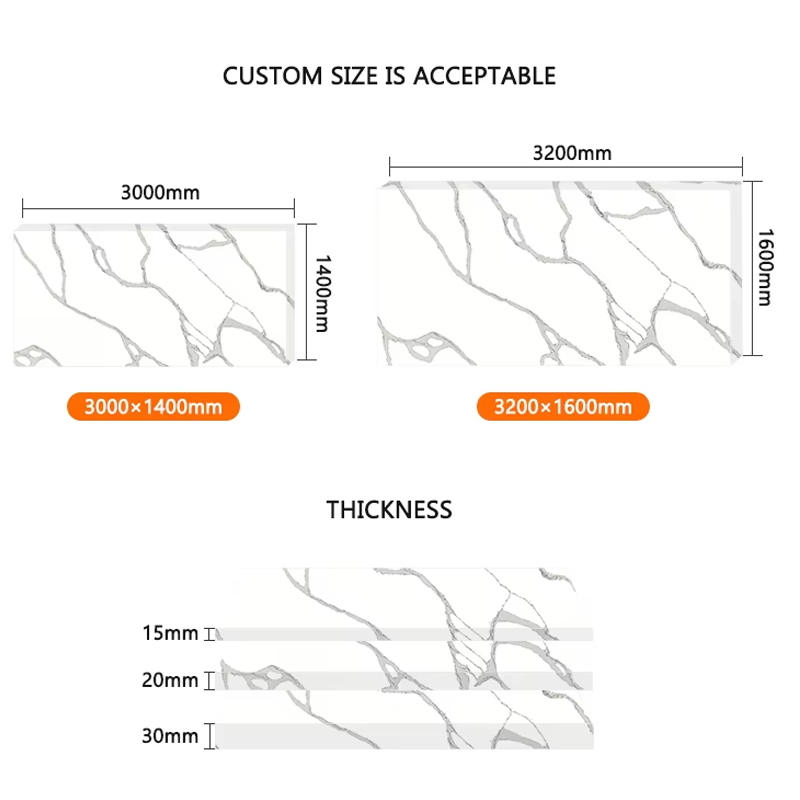 Artificial Calacatta Classique Quartz Slabs for Waterfall Countertops