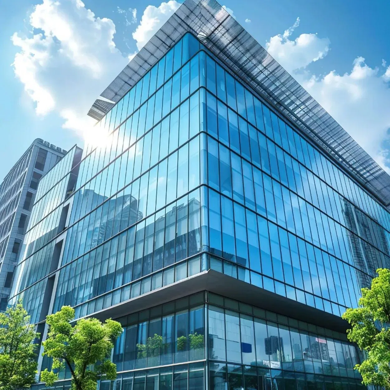 Safe High-Quality Glass Metal Glazing Curtain Wall with Steel Structure