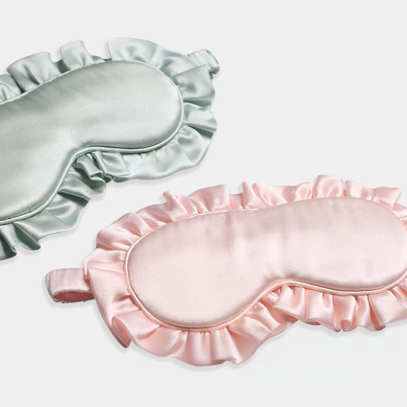 100% Mulberry Silk Eye Mask Manufacturer Customized Spot Wholesale Home Textile Bedding Comfortable Wood Ear Edge Blackout Silk Eye Mask