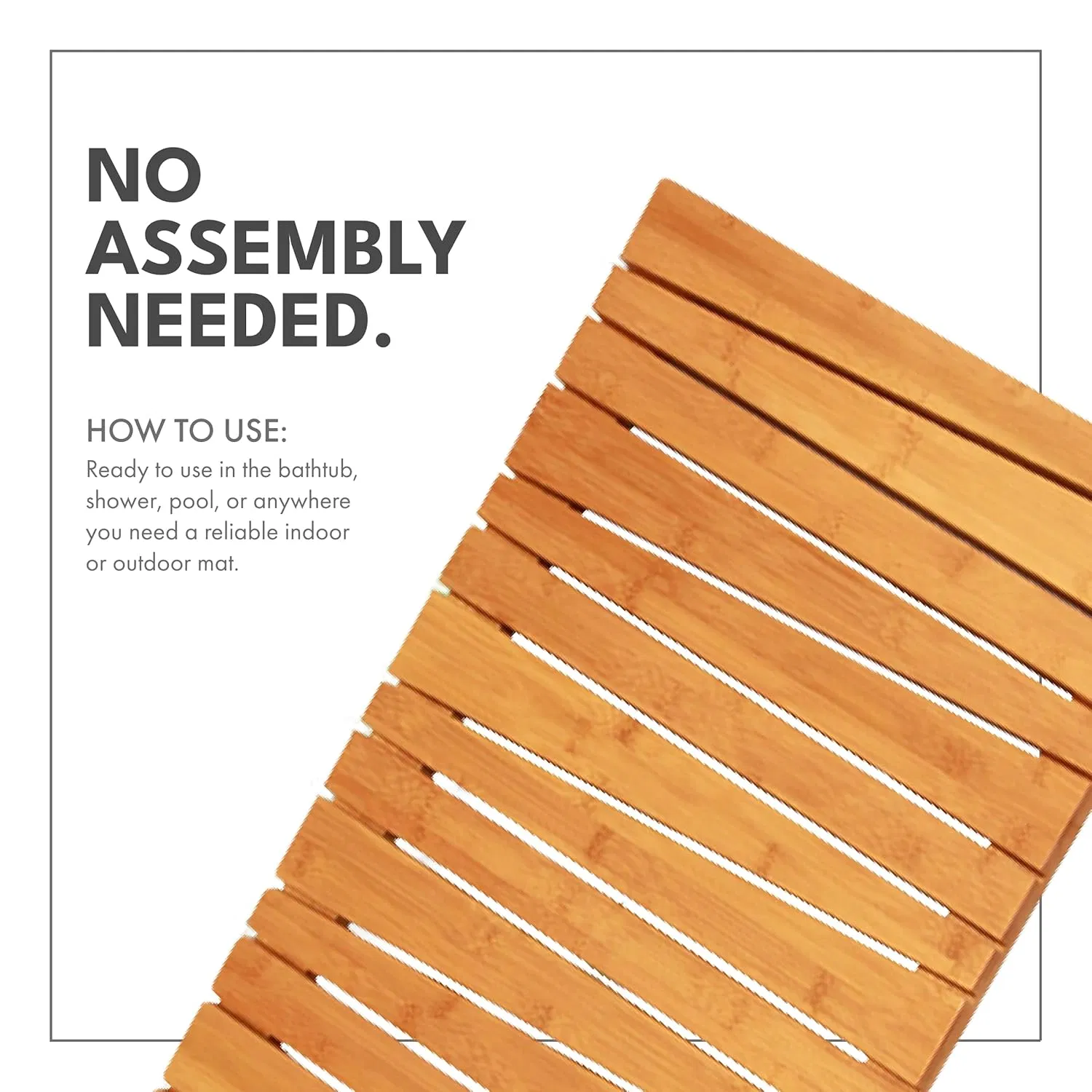 Bamboo Made Modern and Simple, Suitable for Bathrooms, Hotel Bathrooms, Anti Slip Bamboo Bathroom Mats