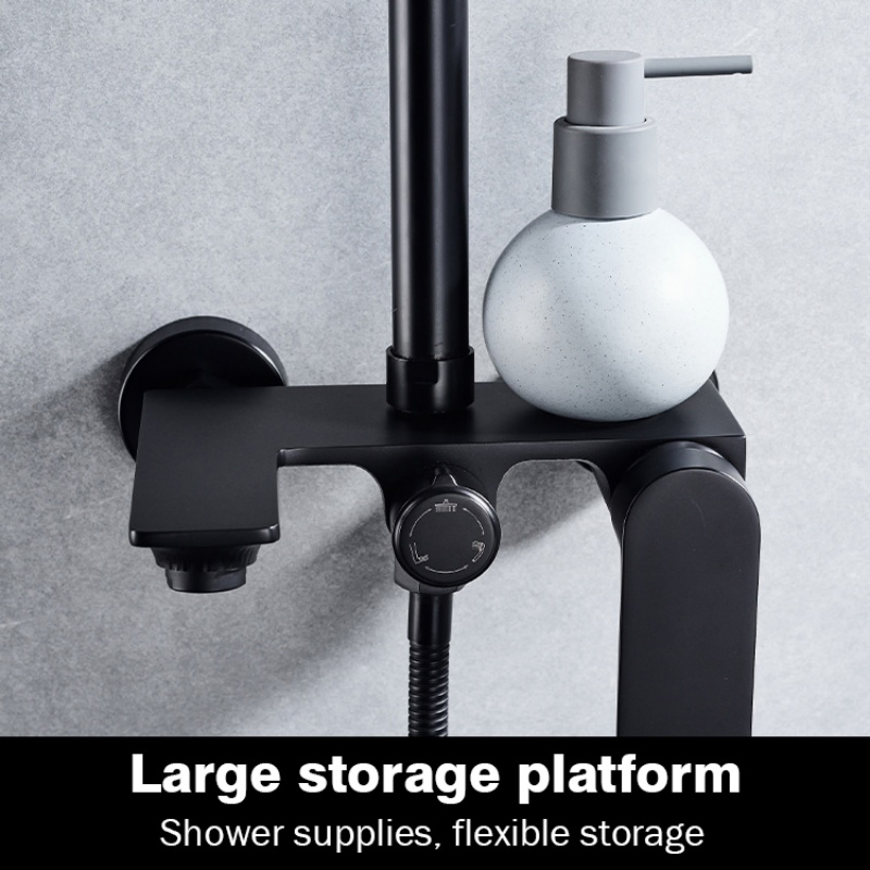 Chanda Bathroom Shower Head Rain Rainfall System Black Brass Hot Cold Bath Taps Faucets Mixer