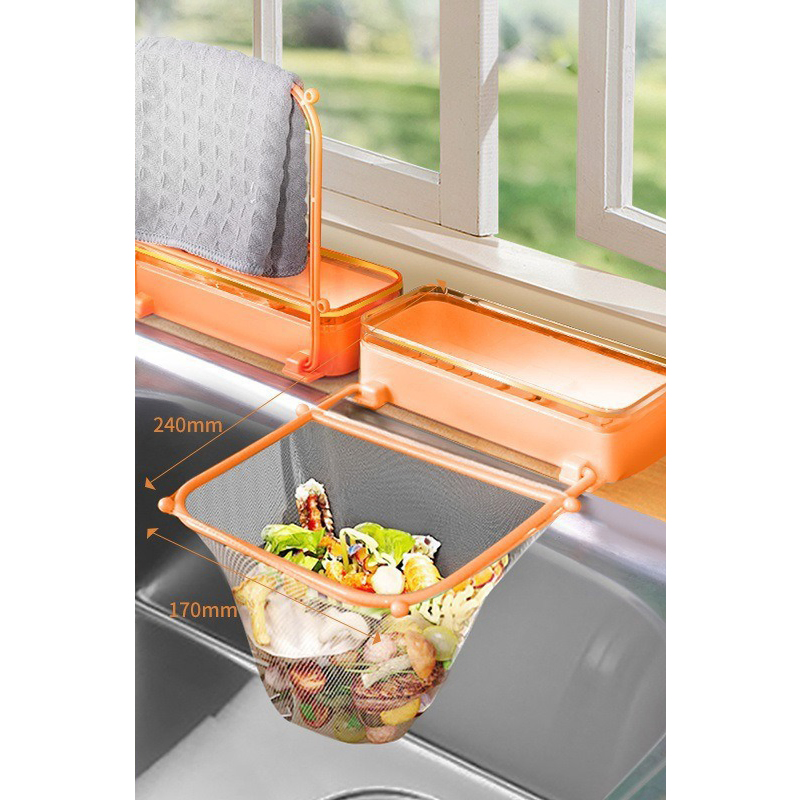 Kitchen Sink Waste Rack Hanging Bin Replaceable Mesh Bags Bl29677