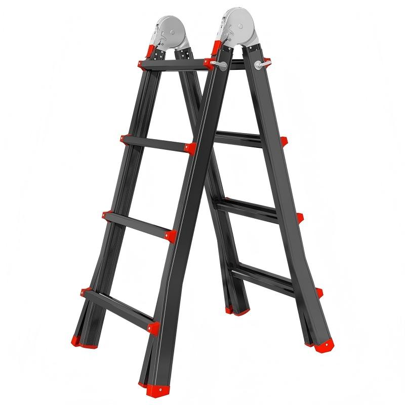 Non-Conductive Telescoping Multi-Position Black Aluminum Folding Ladder for Industrial Use