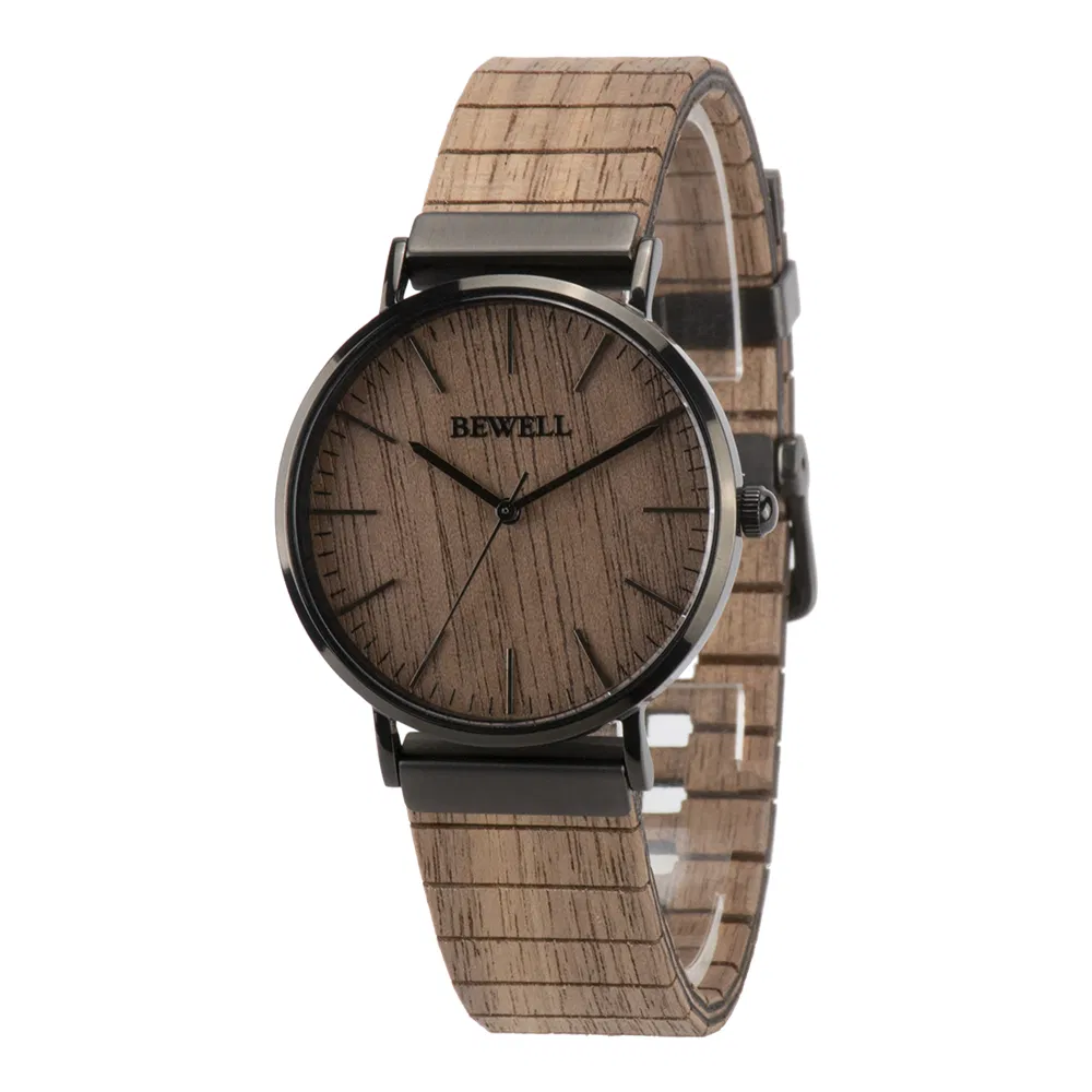 Hot Sale Leather Strap Custom Logo OEM Quartz Wood Moman Wooden Watch