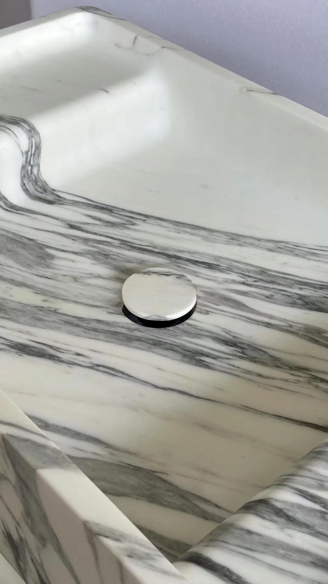 Natural Customized polished white Arabescato Marble Bathroom Storage Cabinet for interior Hotel/Apartment/Villa/Resort/House bathroom/kitchen