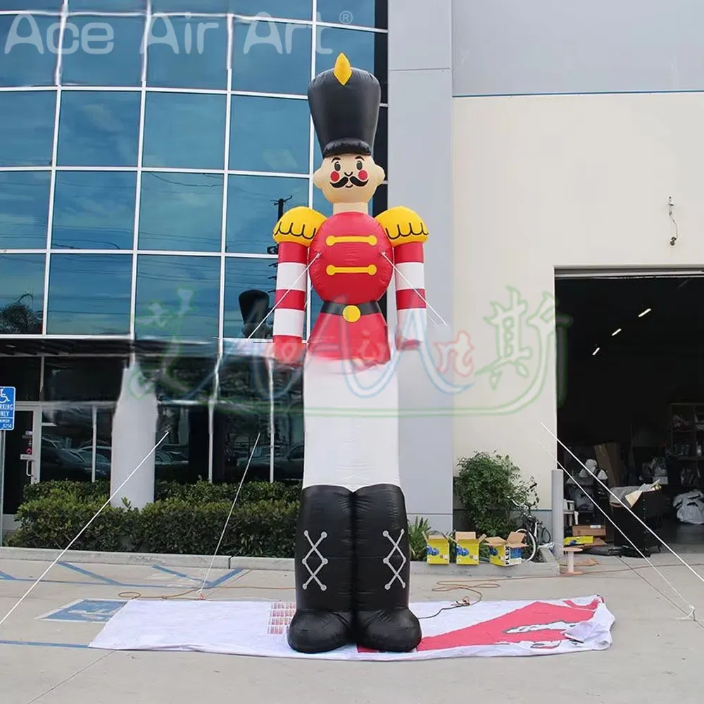 6 Meter Inflatable Nutcracker Soldier with Black Boots Christmas Mascot Decoration Outdoor Use Customized Advertising
