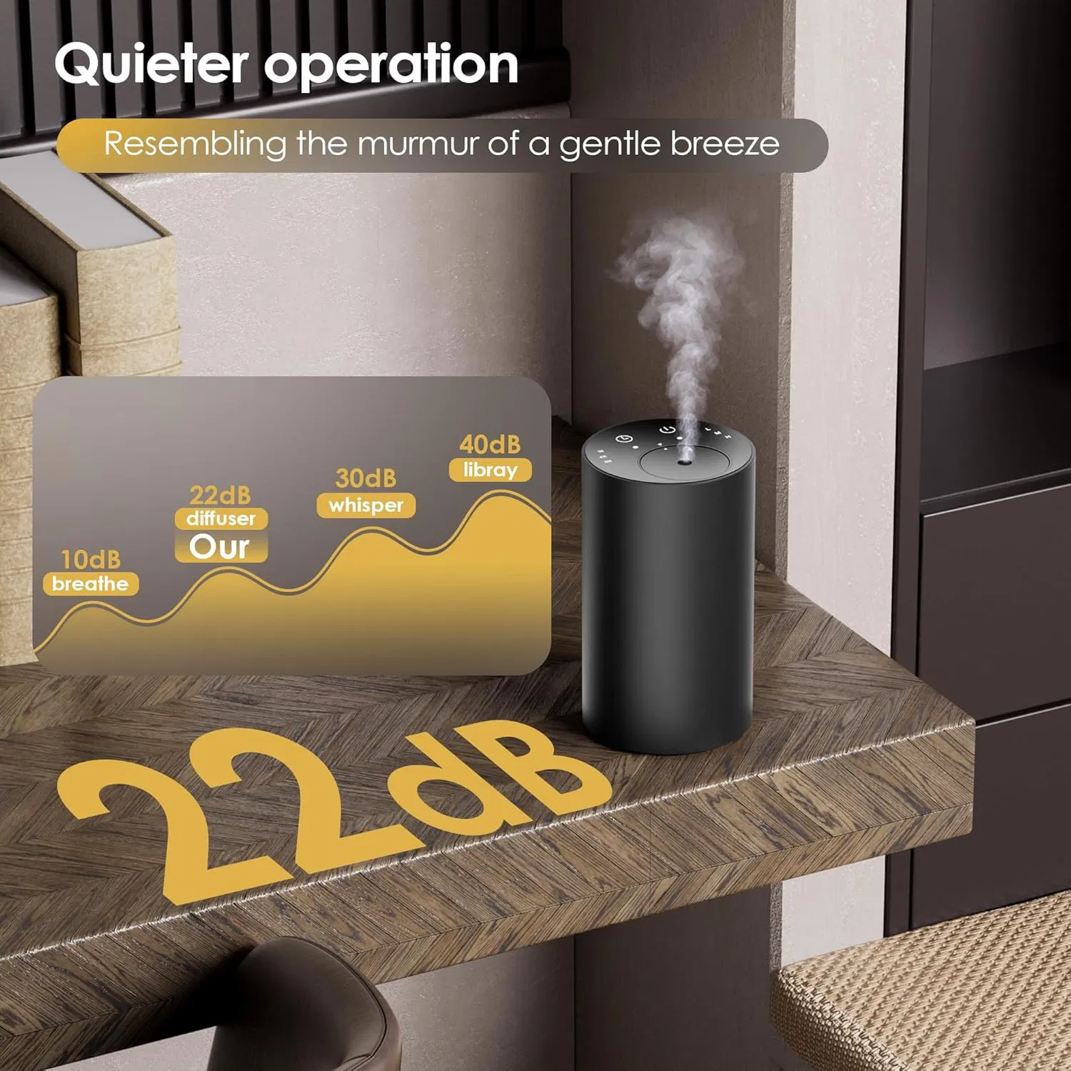 Waterless Essential Oil Diffuser 20ml Capacity 3 Mist Levels for Home Car Room Office (Black)