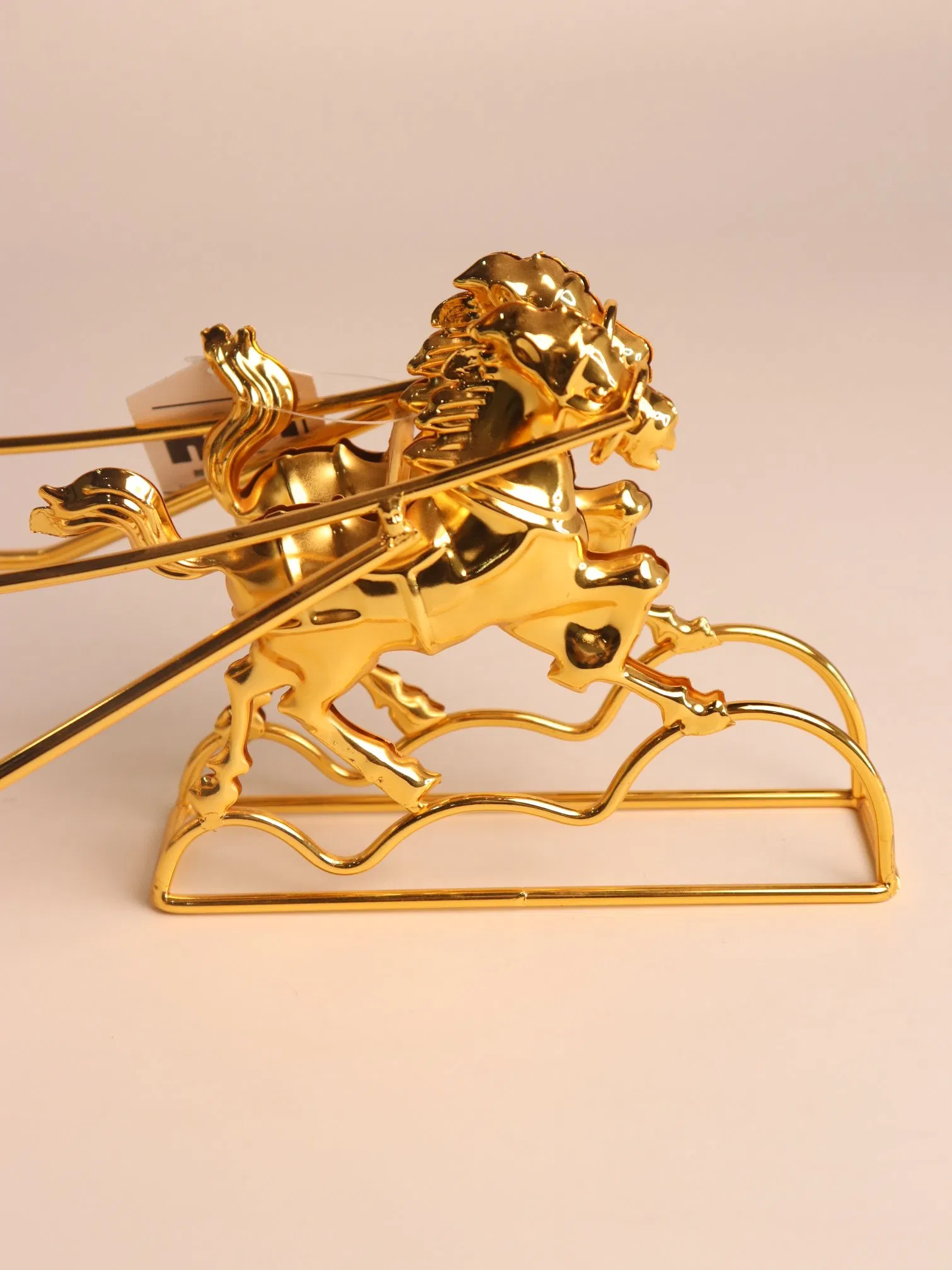 High End Gold-Plated Iron Carriage with Ceramic Fruit Tray