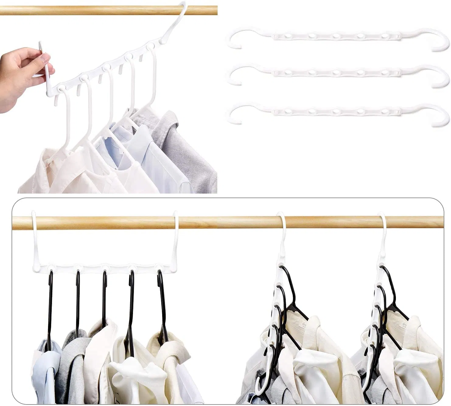 10PCS Magic Space Saving Premium Hooks Sturdy Cascading 5 Holes Clothes Hangers
