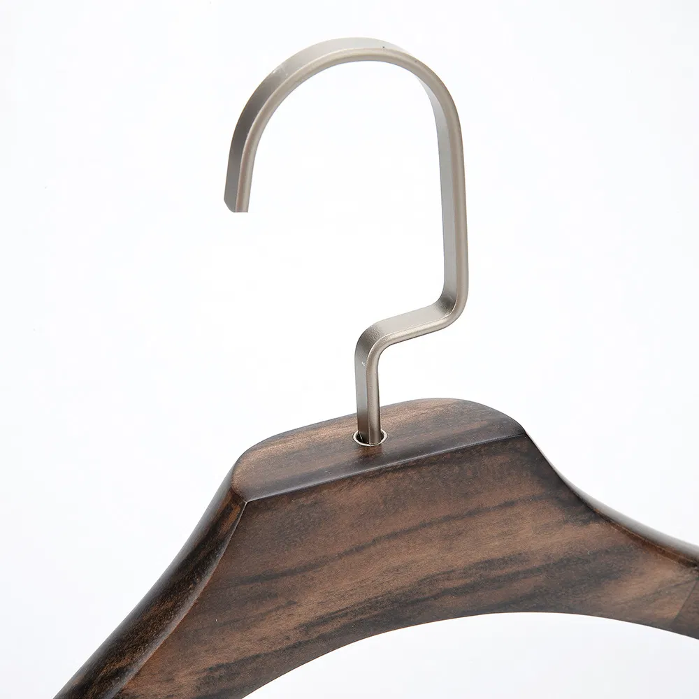 Luxury Wood Hangers: Dark Brown Wooden Top Clothes Hangers with Metal Hook and Wide Shoulder for Coat/Suit/Jacket/Hotels/Clothing Display