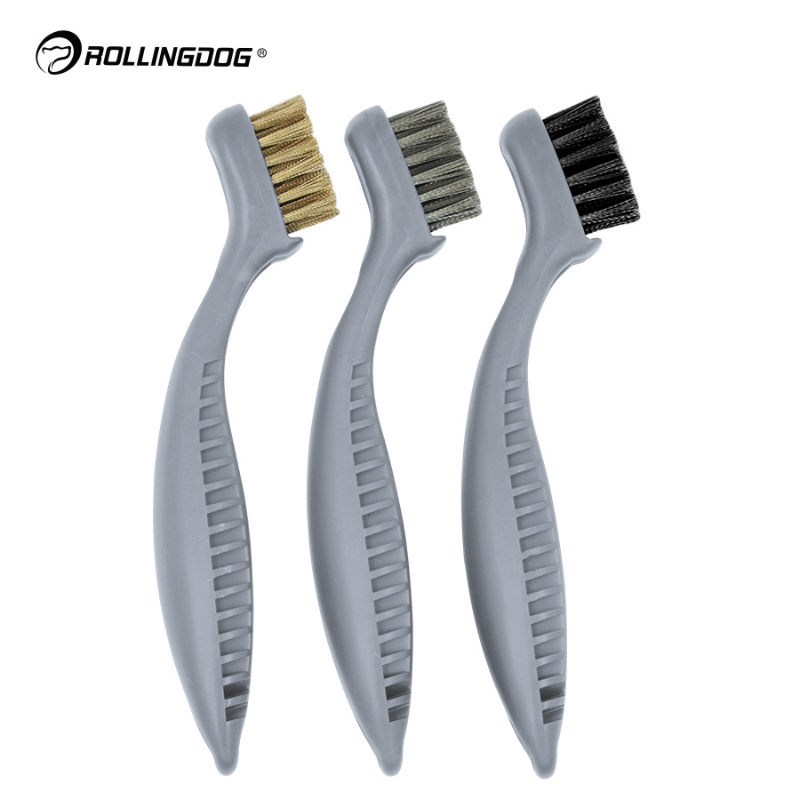 Rolingdog-Standard 90088g 3PC Multi-Purpose Brush Set Brass Synthetic Filament Stainless Steel