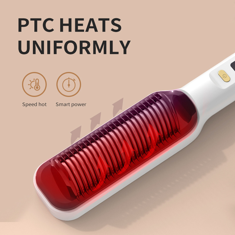 Wireless Ceramic Plate Hair Straightener Anti-Scald Design with LED Display Negative Ion Hot Hair Brush Hair Curler Comb
