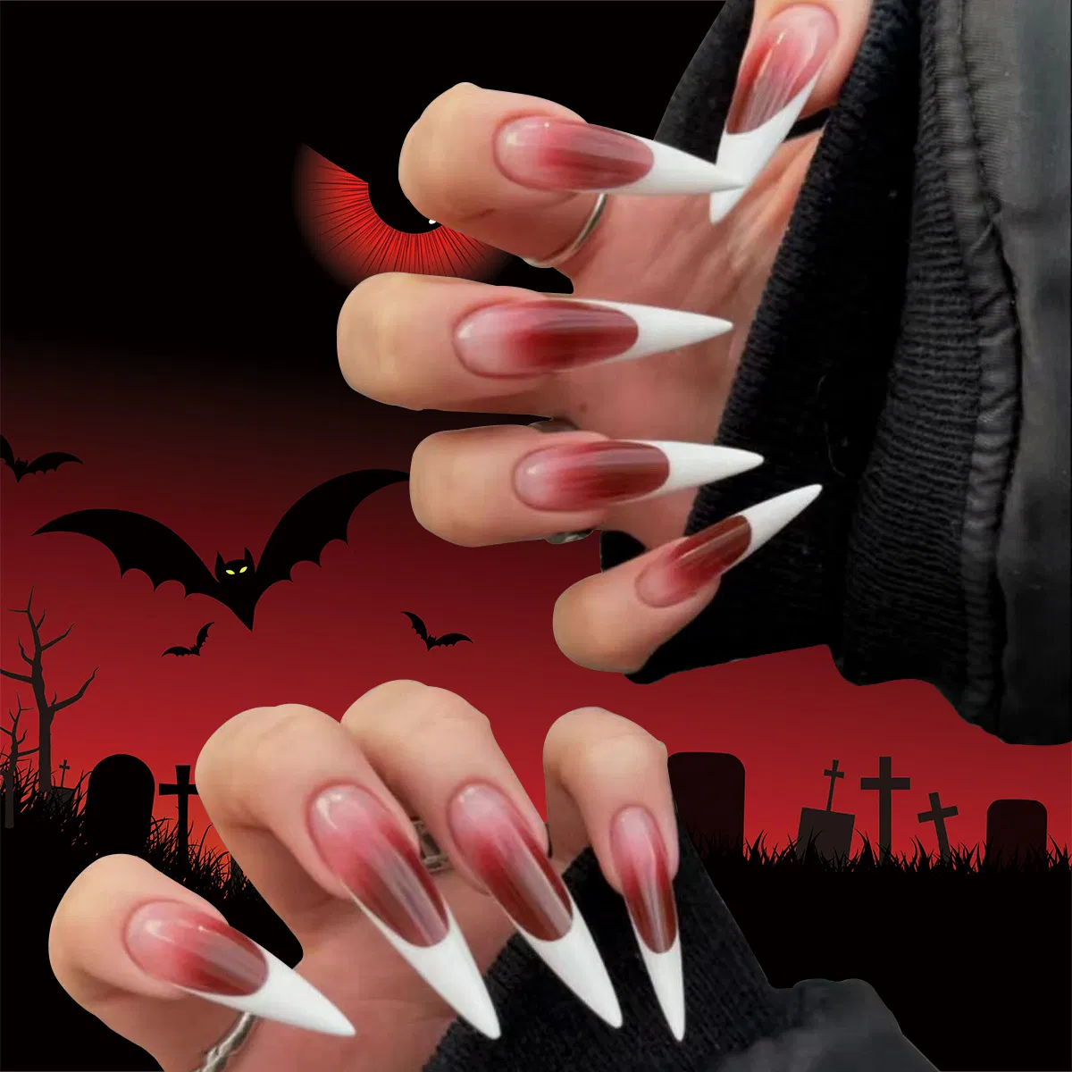 Trendy Halloween Gradient Press on Nails Non-Toxic Easy Apply Nail Art Set
