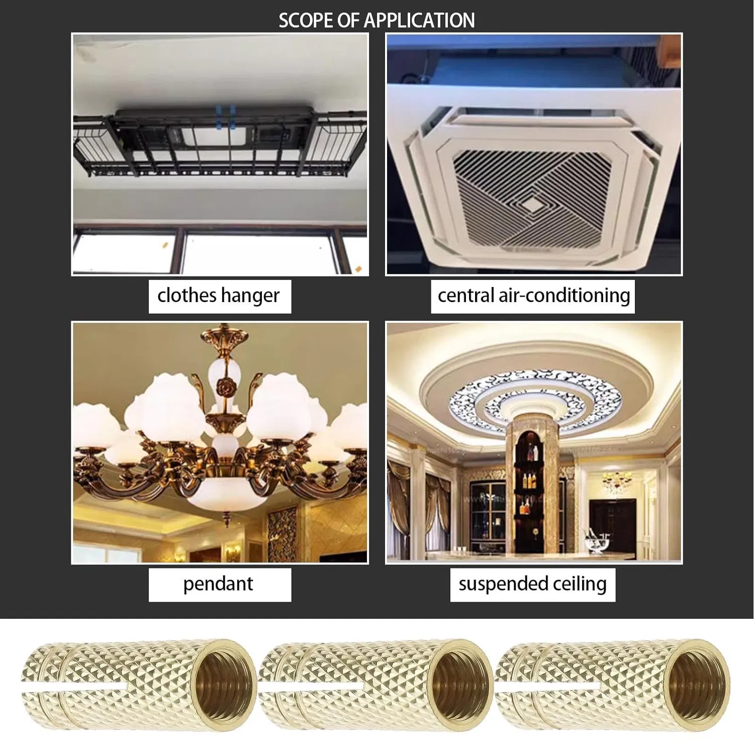 Hardware for Anchoring Into Concrete Solid Bricks Brass Drop in Anchors