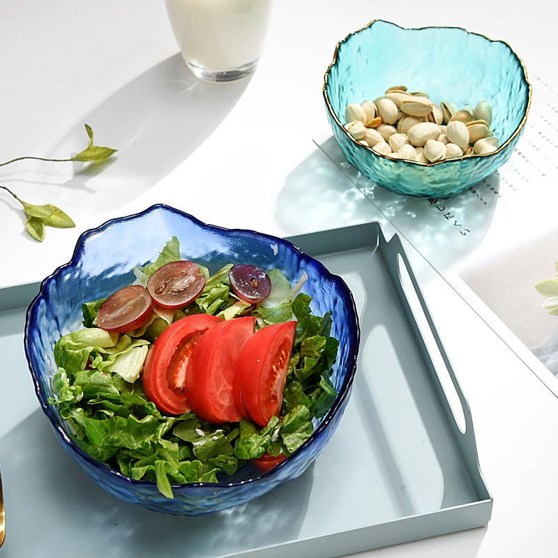 Irregular Phnom Penh Japanese-Style Creative Thickened Snack Dessert Bowl Home Glassware Transparent Glass Beat Fruit Bowl