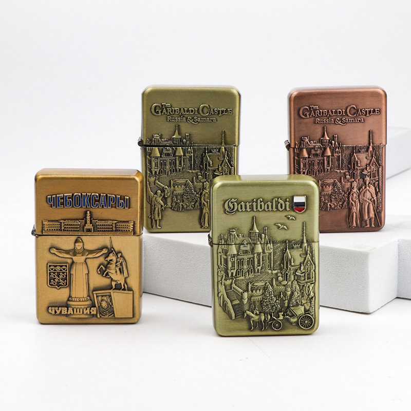 Manufacturer Custom Logo Windproof Kerosene Lighter Metal Souvenir Lighter with Packing