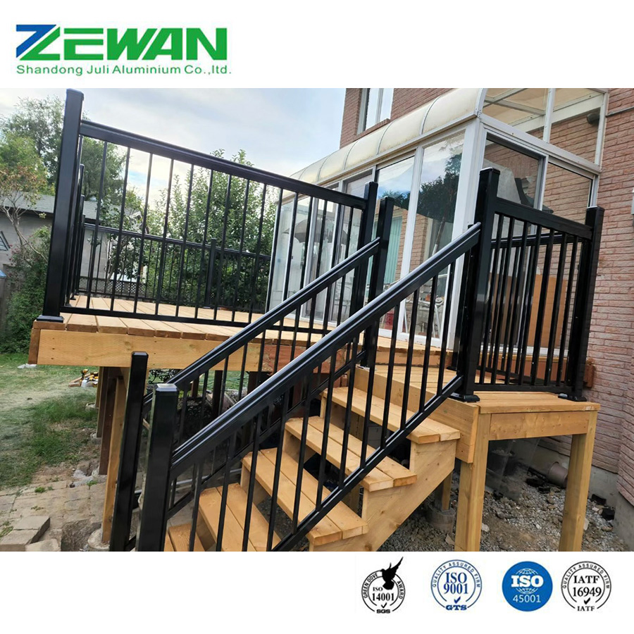 Metal Balcony Fence Handrail Deck Balusters Aluminium Alloy Stair Guardrail External Balustrade Aluminum Staircase Railing with High Quality for Villa