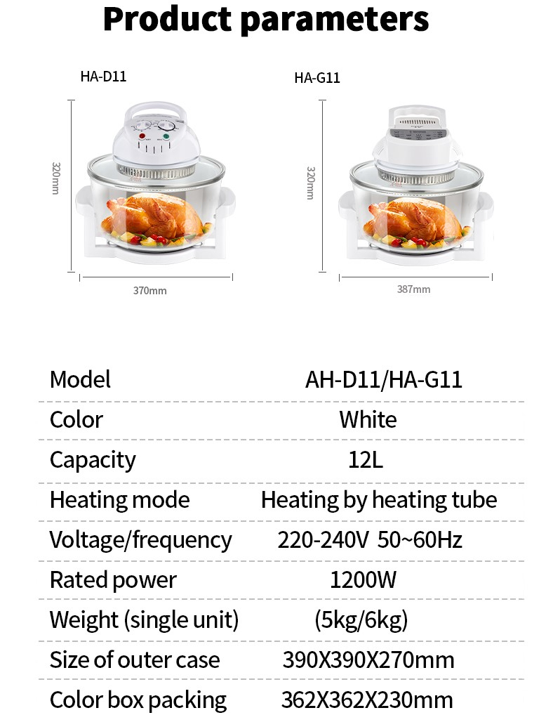 Halogen Oven 12L Visible Glass Air Fryer Halogen Convection Oven Electric Halogen Oven Cooker Silver Crest Convection Glass Bowl Halogen Oven Turbo Oven Sale