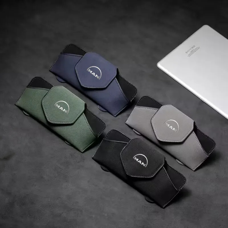 Customized Logo Magnetic Car Glasses Box Vehicle Sun Visor Glasses Holder Sunglasses Clip Case