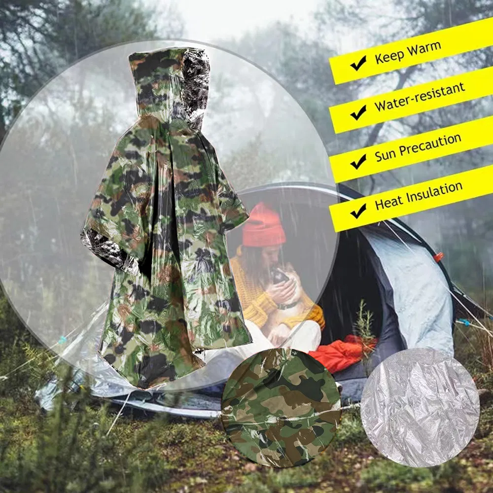 Wholesale Camping Outdoor Heat Preservation Equipment Camouflage Survival Raincoat