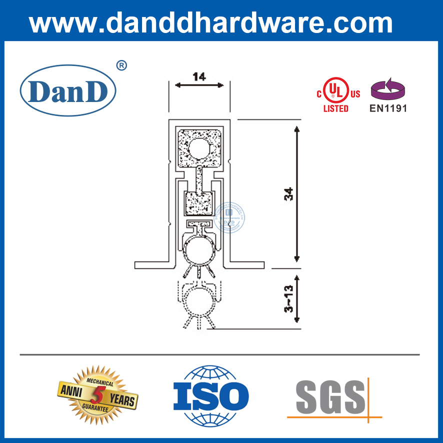 Guangdong Metal Drop Down Soundproofing Silicone Acoustic Automatic Adjustable Threshold Wooden Garage Door Bottom Brush Strip Rubber Sweep Seal