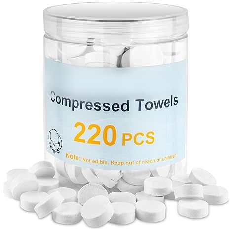 Compressed Travel Cleaning Wipes - Reusable Face Towels for on-The-Go