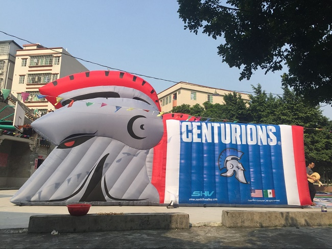 Boyi Custom Logo Printed Inflatable School Trojan Sports Tunnel