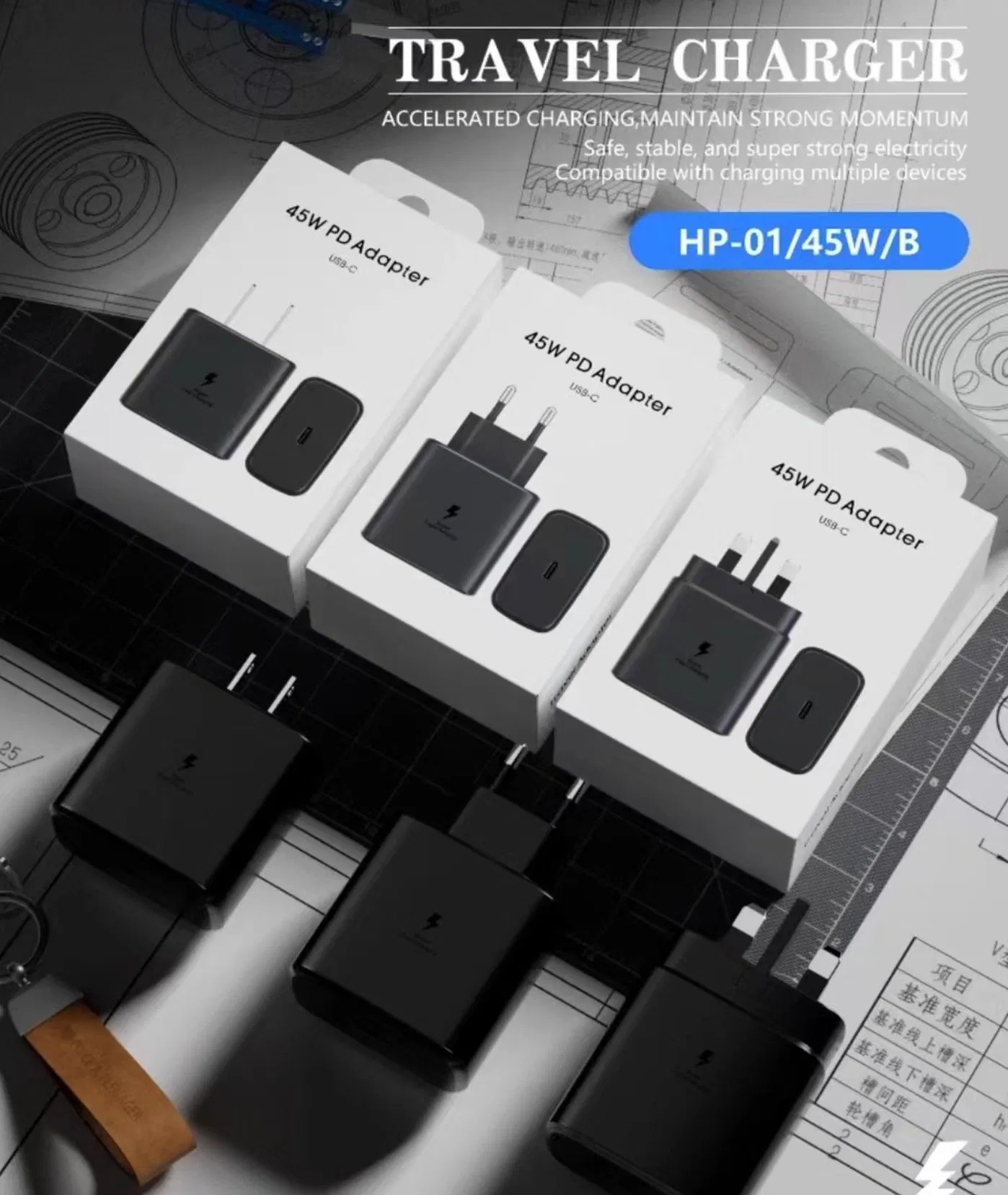 Быстрое зарядное устройство 45W Type-C PD3.0