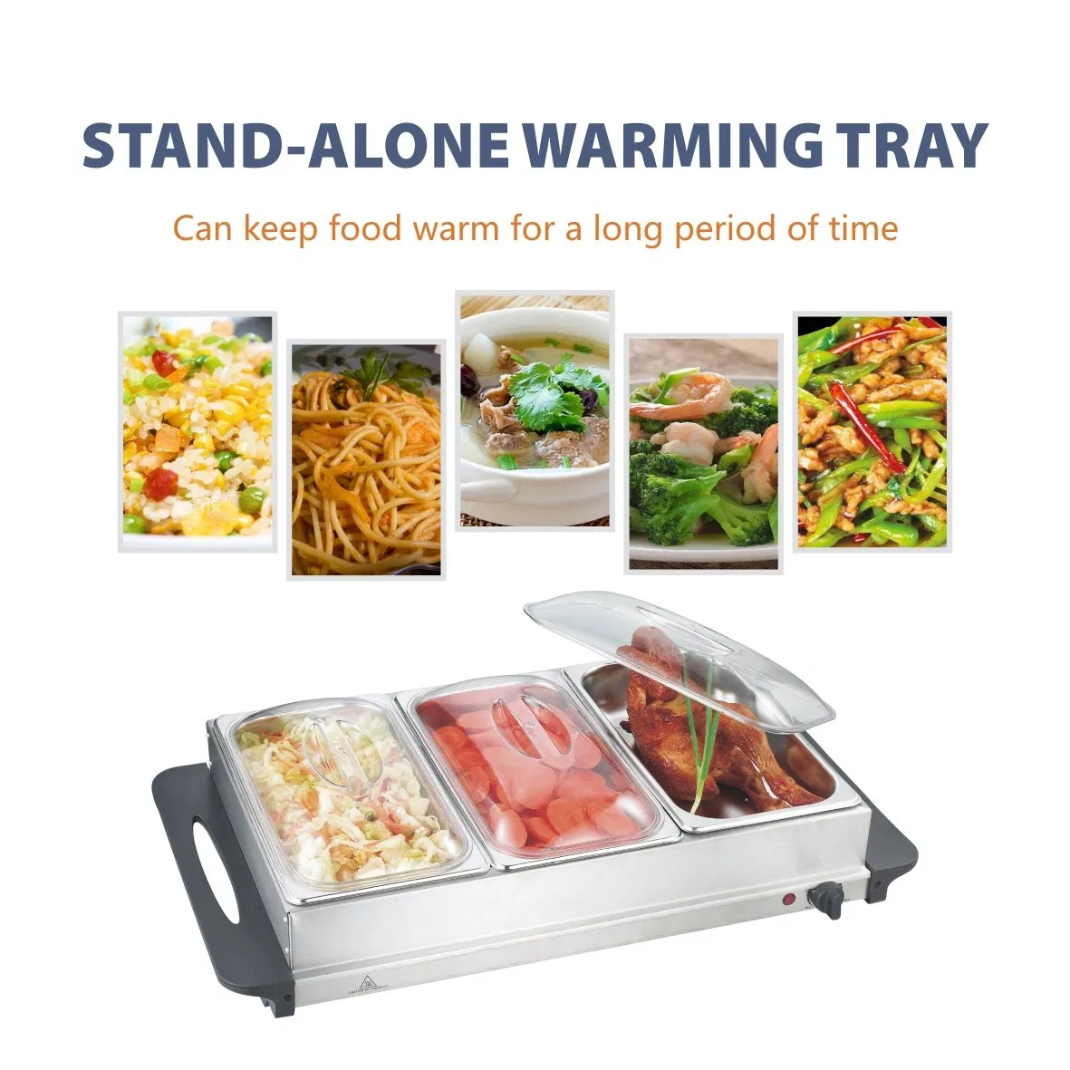 3*2.5L Separate Warming Pans Electric Food Warming Server Buffet Warmer