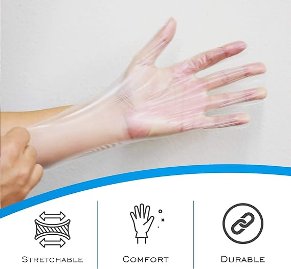 Clear Stretch Hybrid Gloves TPE/Poly Blend Disposable Durable Gloves Food Service Manufacturing