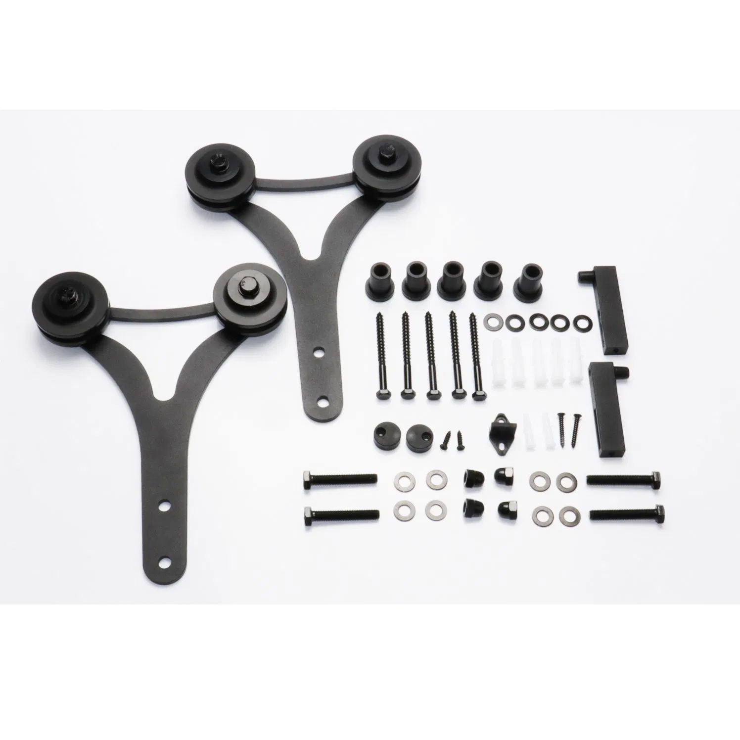 Black Non-Bypass Sliding Barn Door Hardware Kit