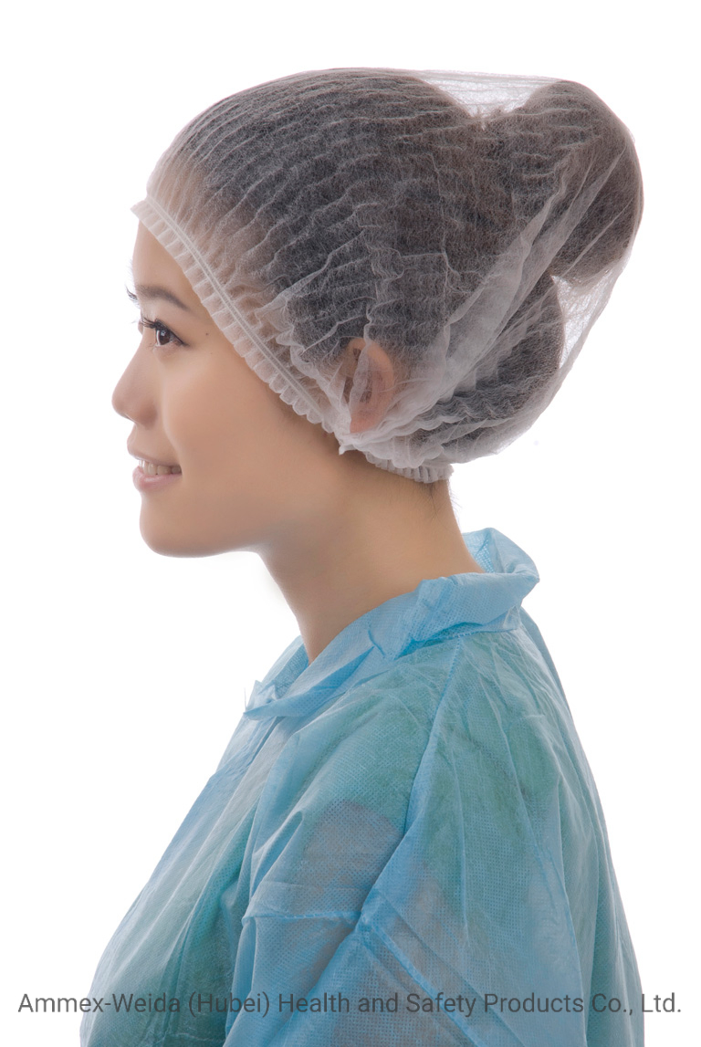 Disposable Non-Woven Mob Cap with Double Elastic Rubber Various Color and Customized Size Use for Prevent Dirt and Protect Head