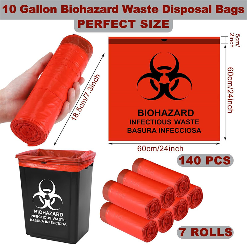 Traumatic Medical Waste Specialized Bag Red Identification Warning Drawstring Convenient Sealing Medical-Grade Puncture-Resistant for Clinic Laboratory Use