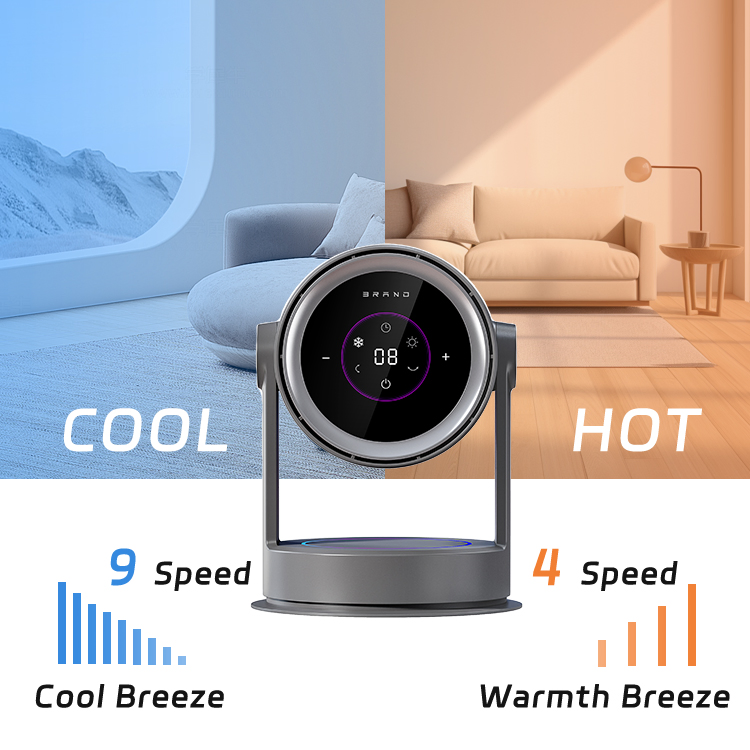 9 Speed Smart Air Circulation Fan Tip-Over Protection Bladeless Electric Fan Heater Leafless Fan Air Purifier Humidifier