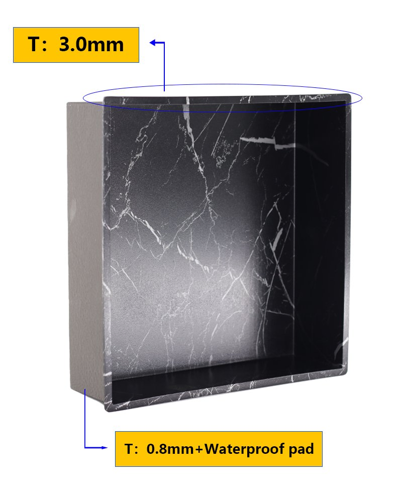 Встраиваемая полка для душа из нержавеющей стали с текстурой белого мрамора